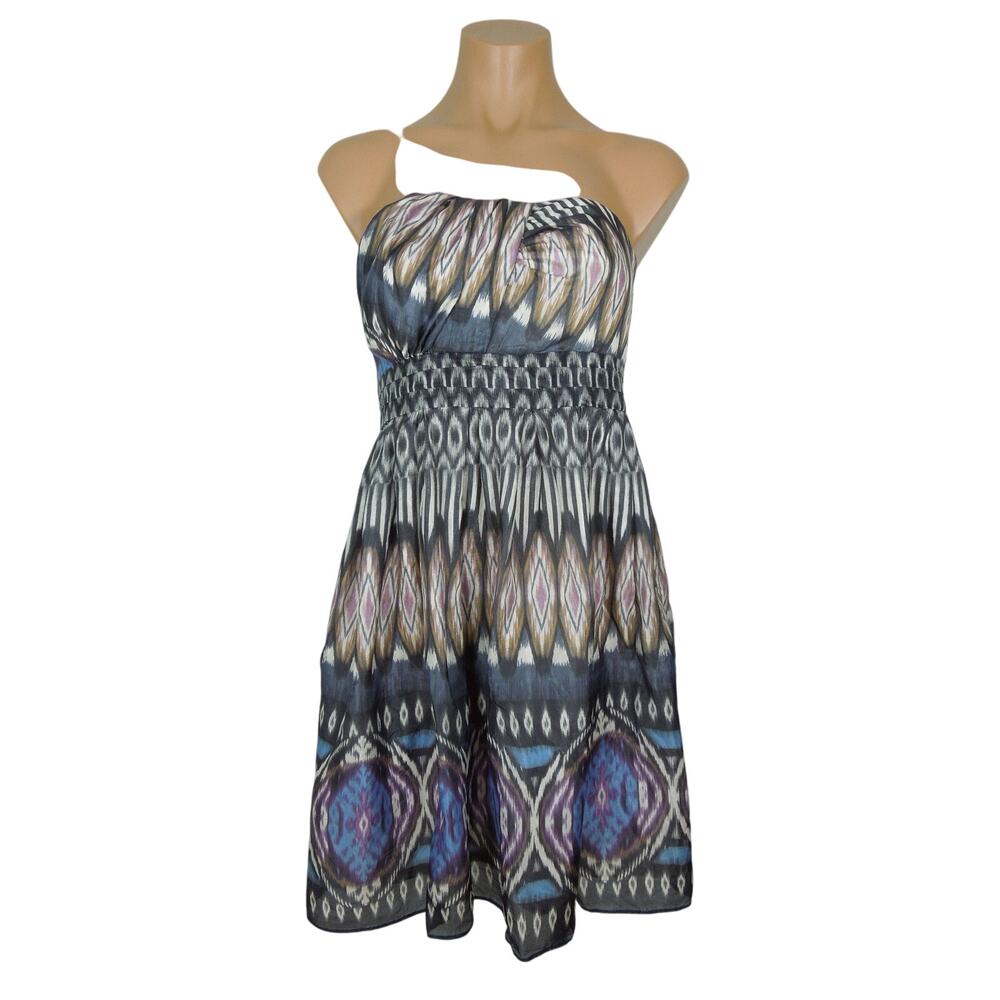 SINE size 0 Cocktail Dress MultiColor Strapless Silk